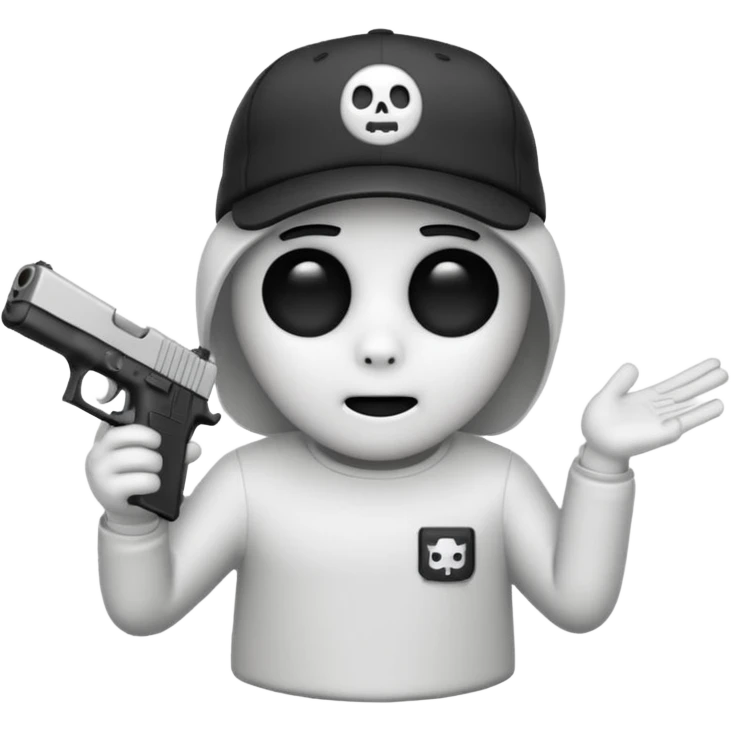 Emoji de Fantasma con glock 19 en la mano izquierda y con gorra emoji