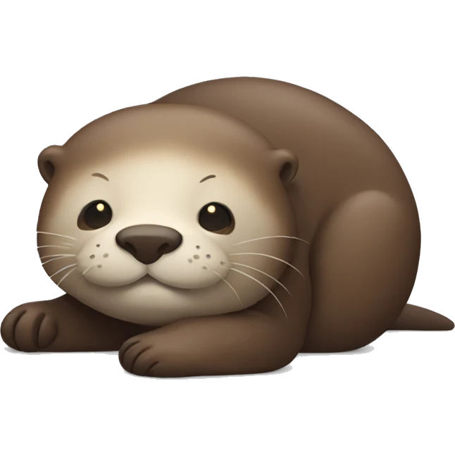 Otter lying on its back, with a big belly and tired emoji