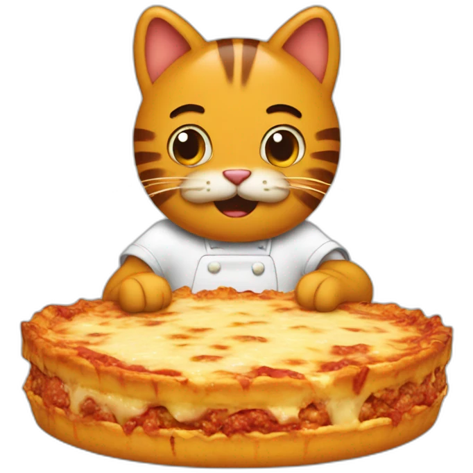 Garfield with a lasagna emoji