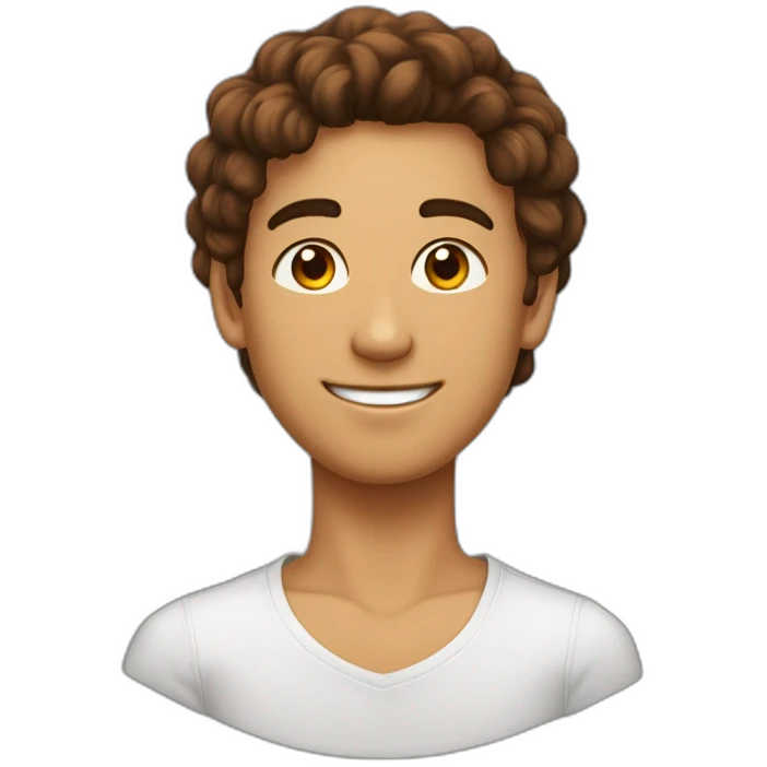 Un jeune homme avec des cheveux marrons, des lunnettes de soleil noires une chaîne autour du cou emoji
