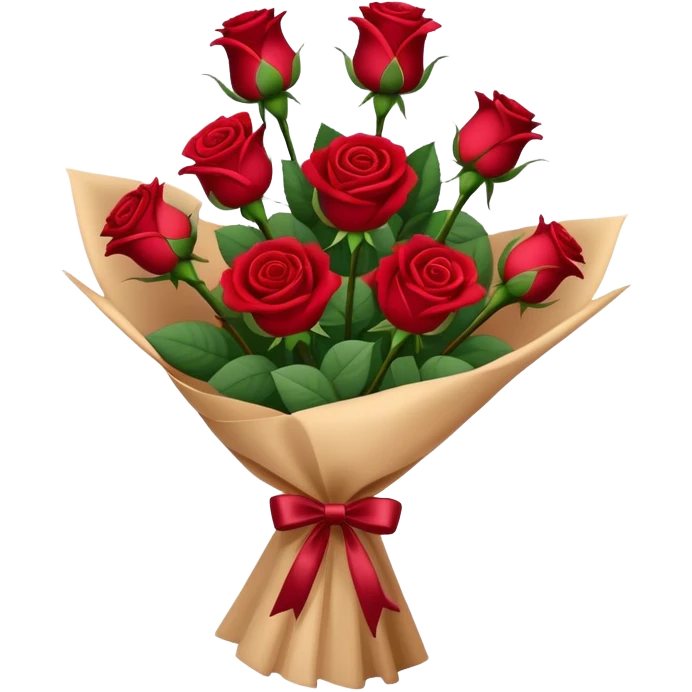 VvBouquet of red roses in a burgundy package emoji