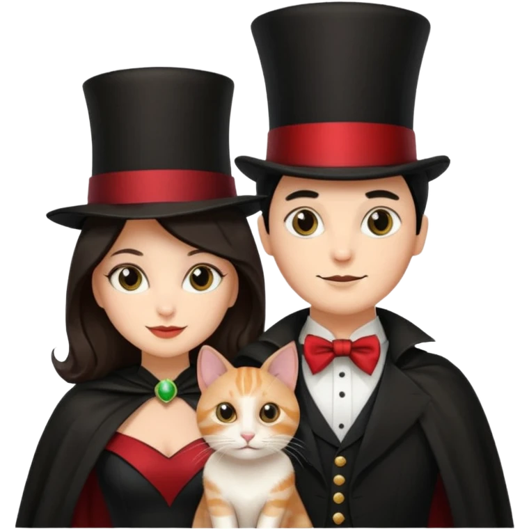 magician couple and their pet cat emoji