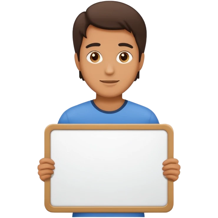 A guy from the 80’s holding a large blank sign emoji
