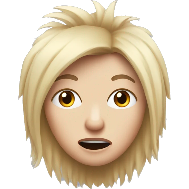 Porcupine woman looking shocked static blonde hair emoji