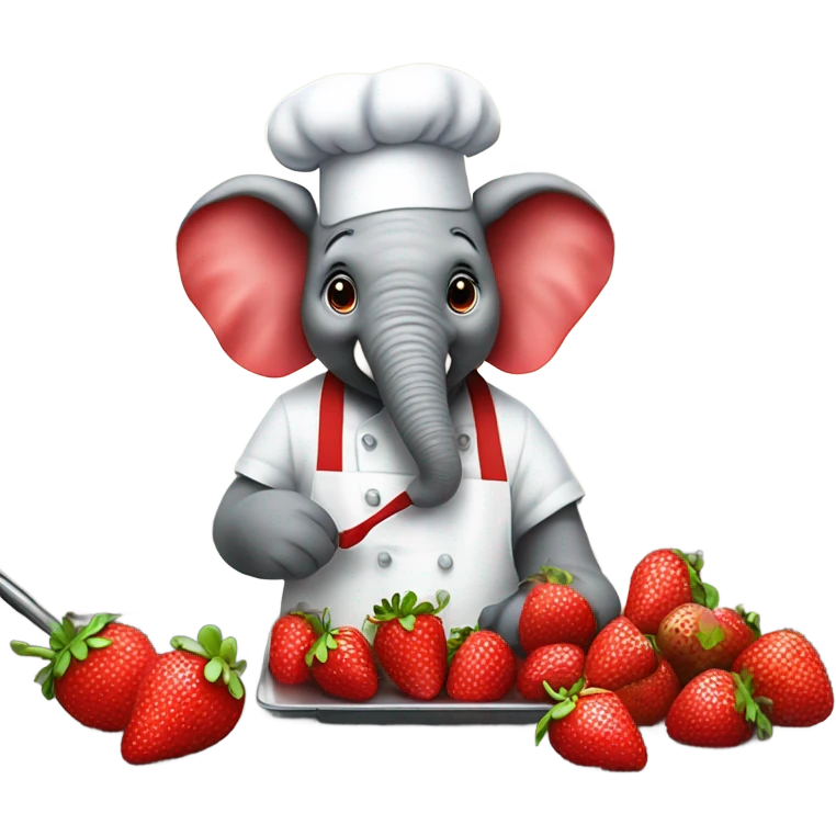 A strawberry elephant chef cooking emoji