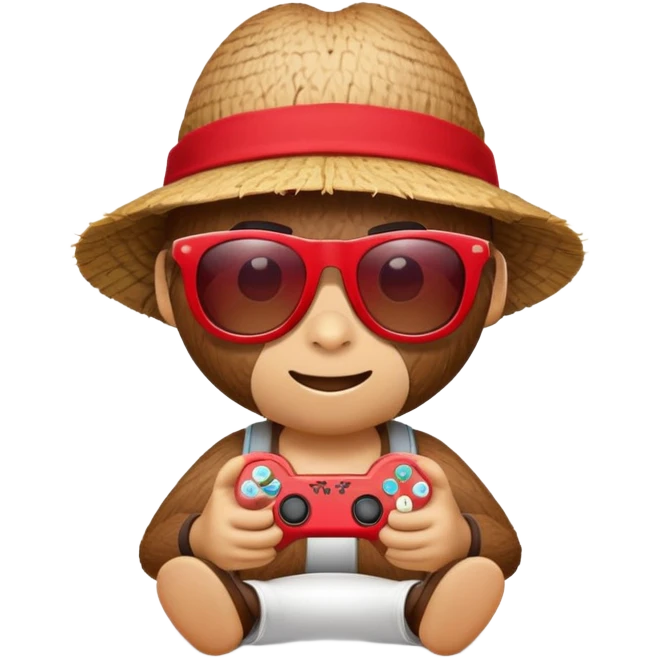 Coconut with red sun glasses and a hat playing video games emoji
