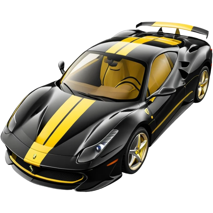 Black ferrari with 2 yellow stripes in the middle emoji