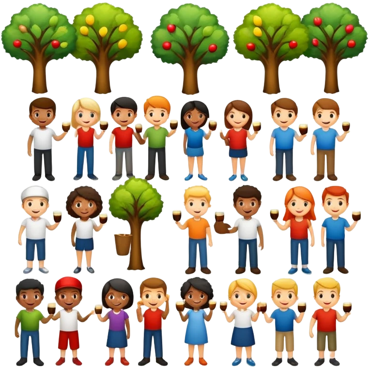 Team, taste, tree places icons emoji