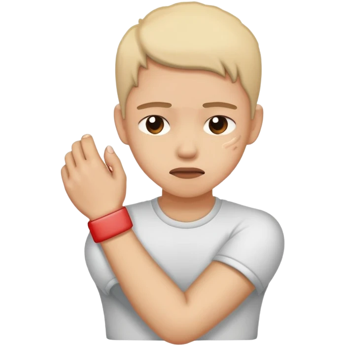 Person rubbing painful wrist with pained expression emoji