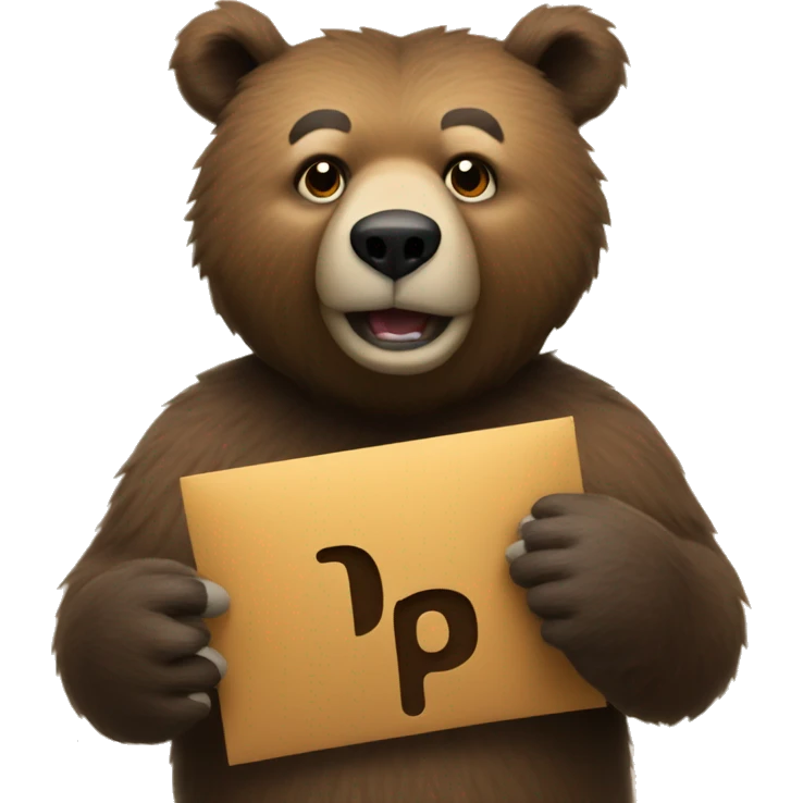 grizzley bear holding the letter p emoji