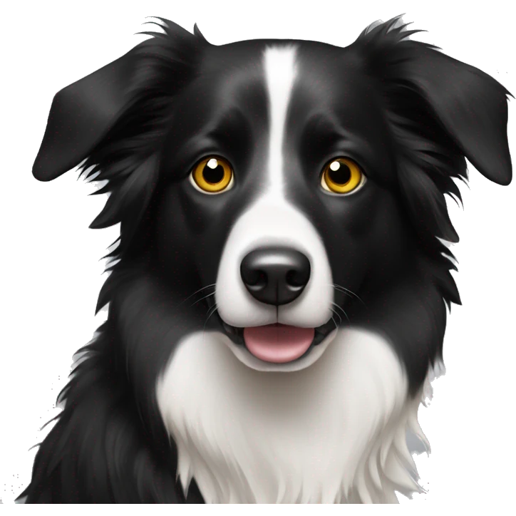 Black and white Border collie with black patch over left eye emoji