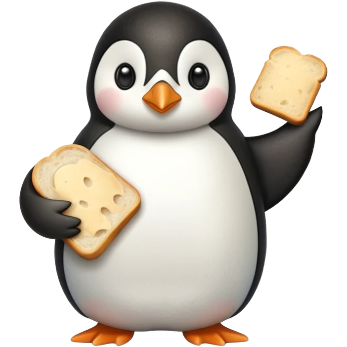 a penguin holding a loaf emoji