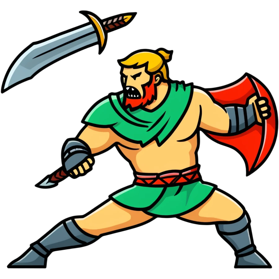 Beowulf heroic warrior fighting monster emoji