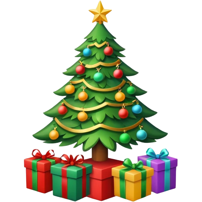 a christmas tree with presents under it emoji