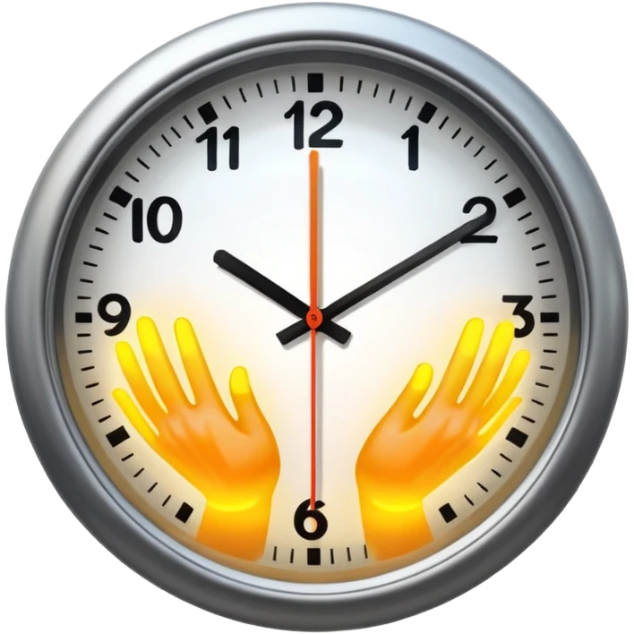 A close-up of a clock with sharply defined numbers and glowing hands, captured in dramatic lighting. The second hand is blurred into multiple trailing streaks to show rapid ticking, creating a sense of urgency and fast-passing time. emoji