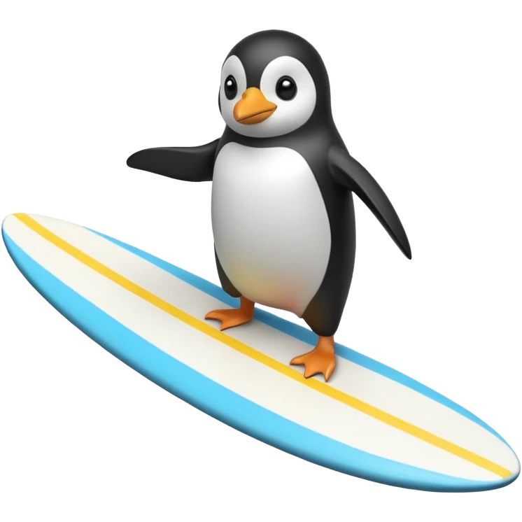 Penguin riding a surfboard emoji