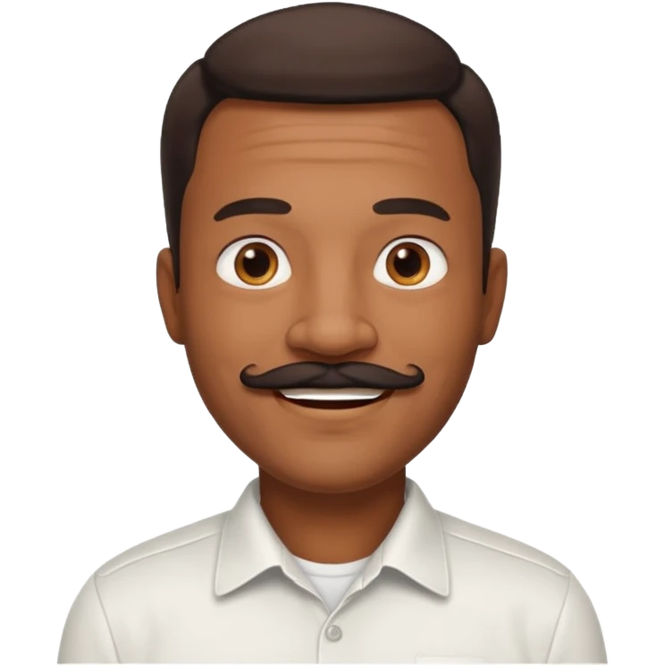 black dad with chin mustache smile warmly in white shirt emoji
