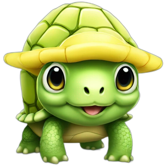 A cute little turtle with a banana on his head emoji