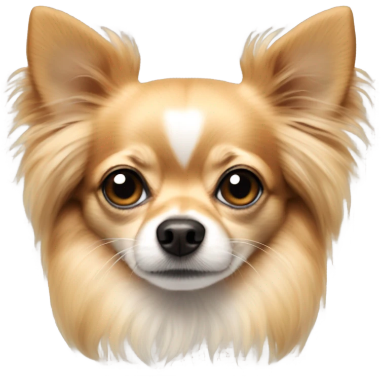 Long hair chihuahua with black nose fur and tan head emoji