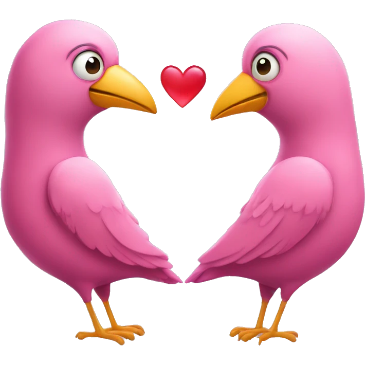 Two pink birds are hugging each other and are forming a heart shape expressing love and affection  emoji