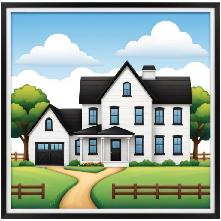 Farm house with White House next to it emoji