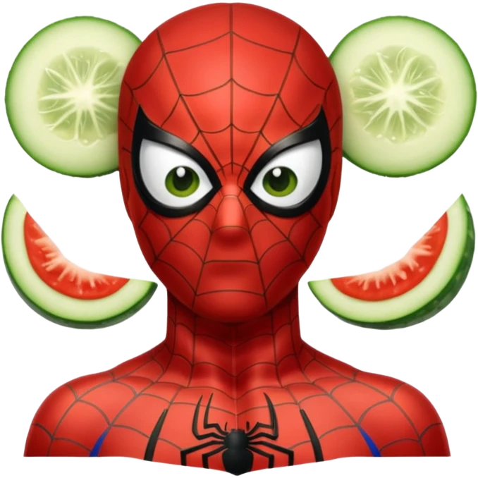 Spiderman with cucumber slices on his eyes, relaxing, spa day vibe emoji