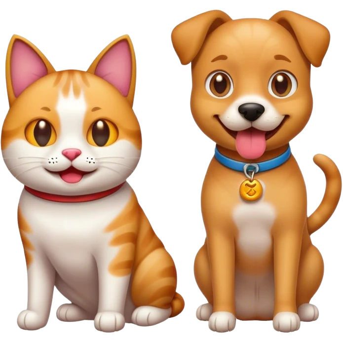 A happy cat emoji + A cool dog emoji emoji