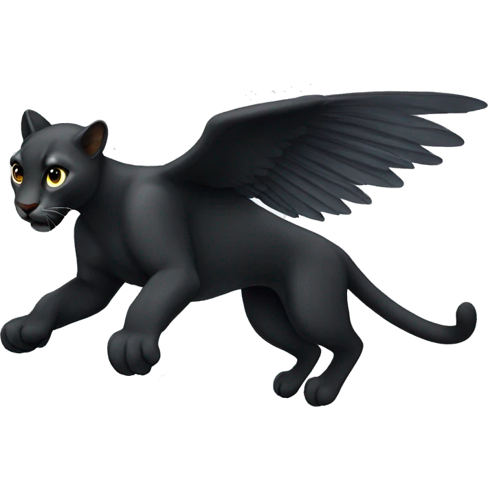 winged black puma flying emoji