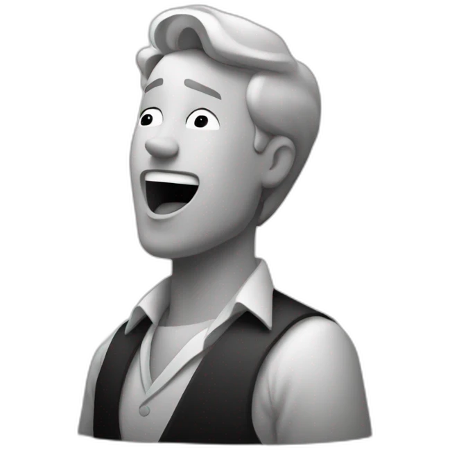 b&w logo of a man singing emoji