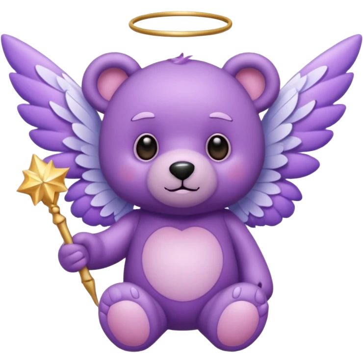 Purple fairy teddy with wings and a wand emoji