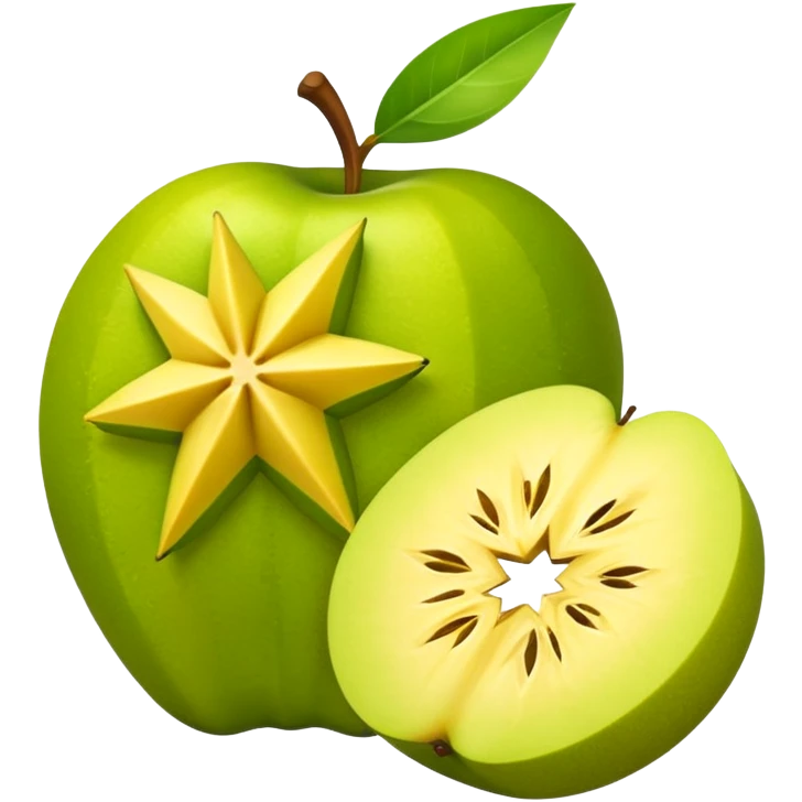 whole and sliced starfruit carambola apple emoji style emoji