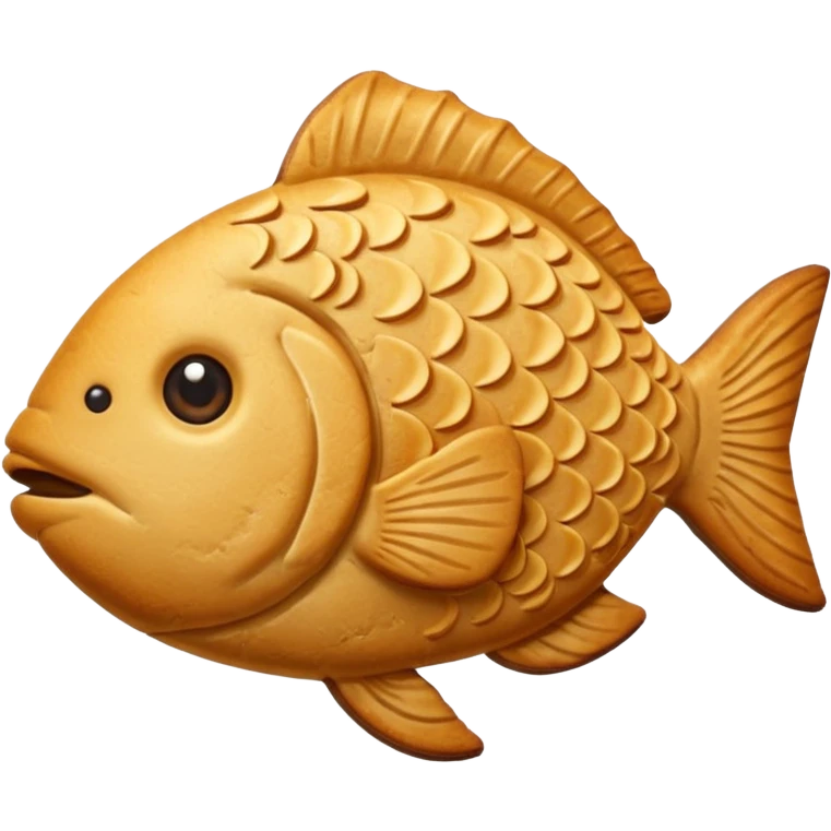 fish-shaped cookie, golden brown baked texture emoji