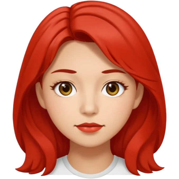 A woman in her 20s with medium hair without bangs, with double eyelids, a round face shape, with a confident look on her face. And her nickname is tomato. emoji
