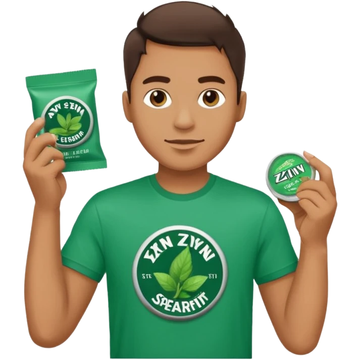 Man holding Zyn spearmint snus emoji