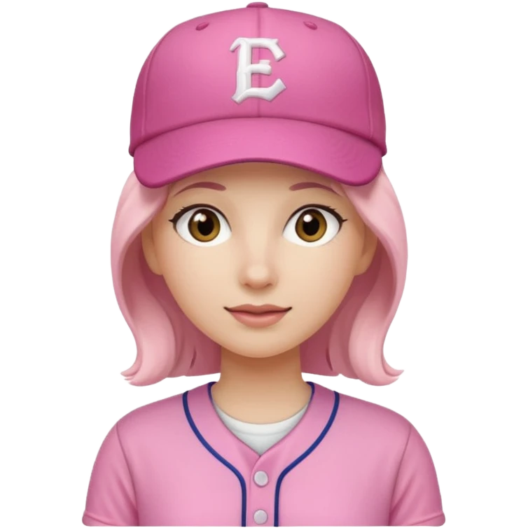 woman with pink jersey and baseball hat emoji