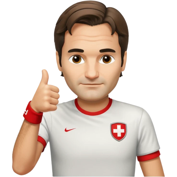ROGER FEDERER  WITH SWISS T-SHIRT AND THUMS UP emoji