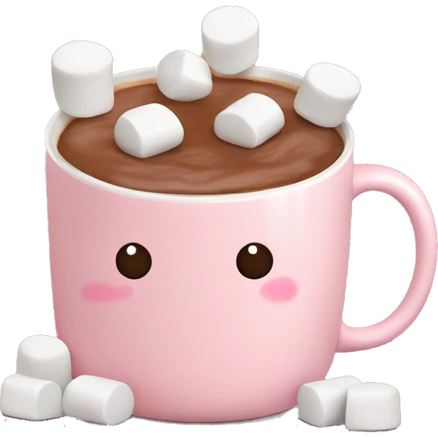 Light Pink mug of hot chocolate with marshmallows  emoji