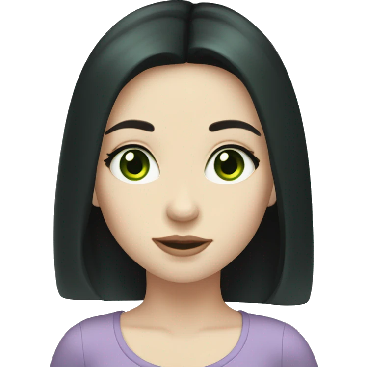 Girl with pale skin and black hair and green eyes emoji