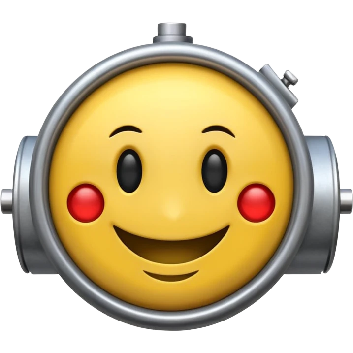 Industrial mechanical motor with a smiley face, emoji for the new electric music genre Motor breaks must be friendly and sellable must be small but clear child friendly, ready to use as a logo emoji