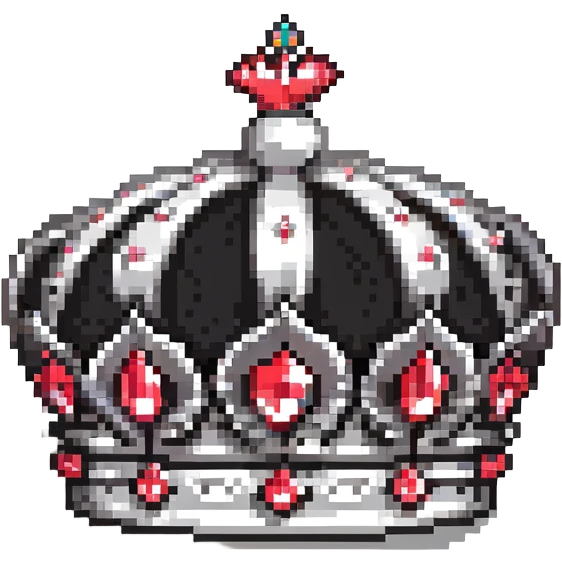 black crown with red gems, pixel art style, no white, only black and red colors emoji