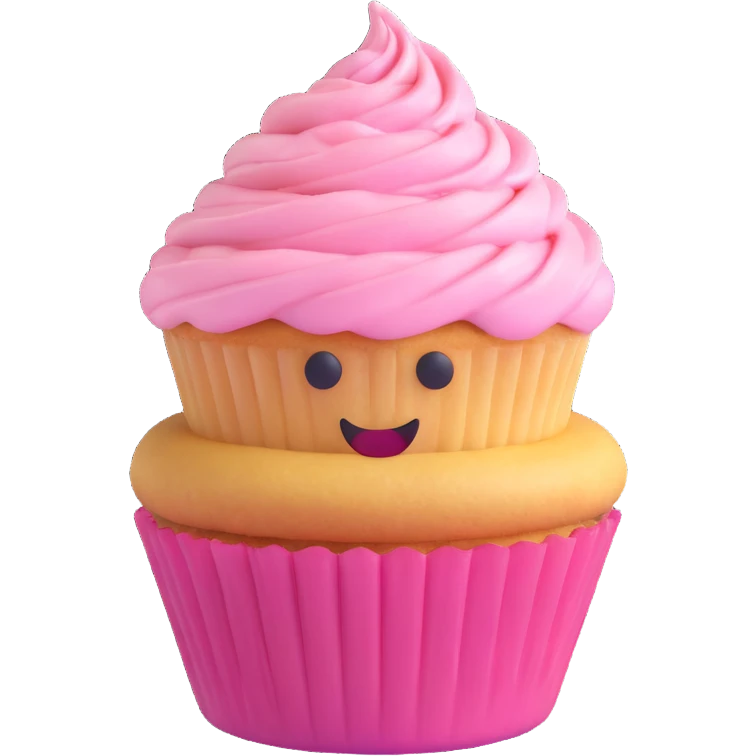 cupcake with pink icing, 3D emoji style emoji