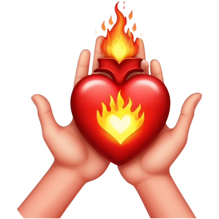 The burning heart on the palm of your hand emoji