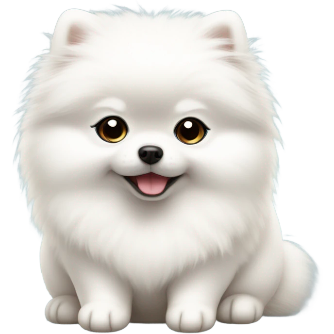 Cute chubby white baby pomeranian  emoji