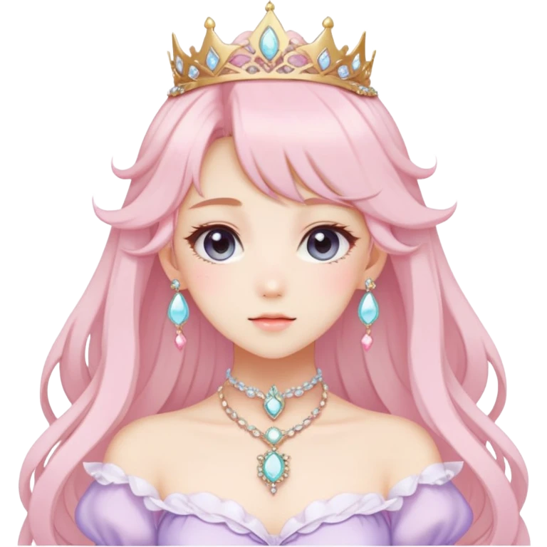 Gorgeous beautiful pretty anime princess lady, accessories, jewelries, pastelcore, cottagecore, fairycore, elegant emoji