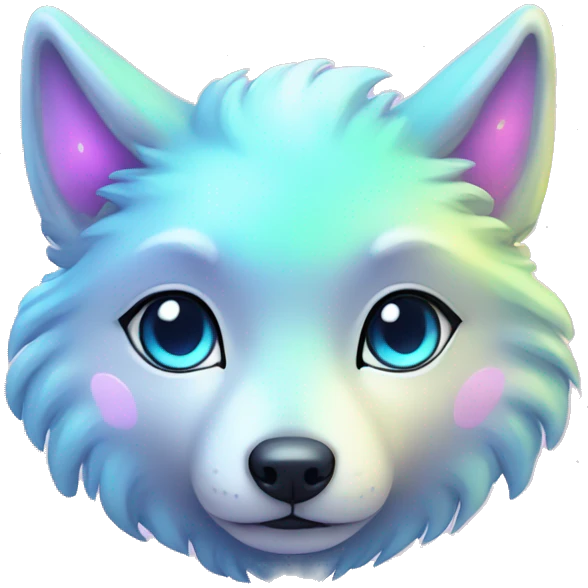 kawaii shiny pastel nebula wolf emoji