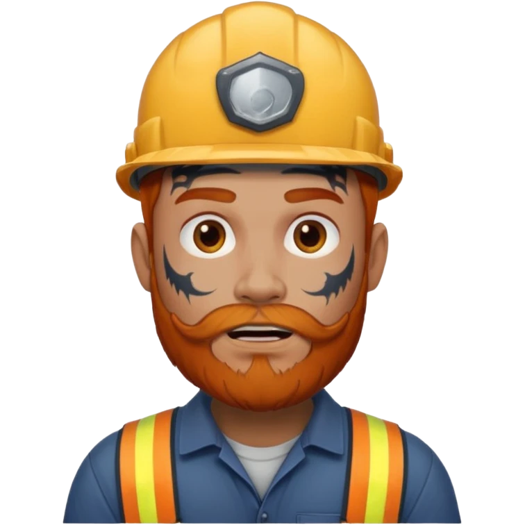 construction worker with beard, ginger haired and lot of face tattoos scary looking emoji