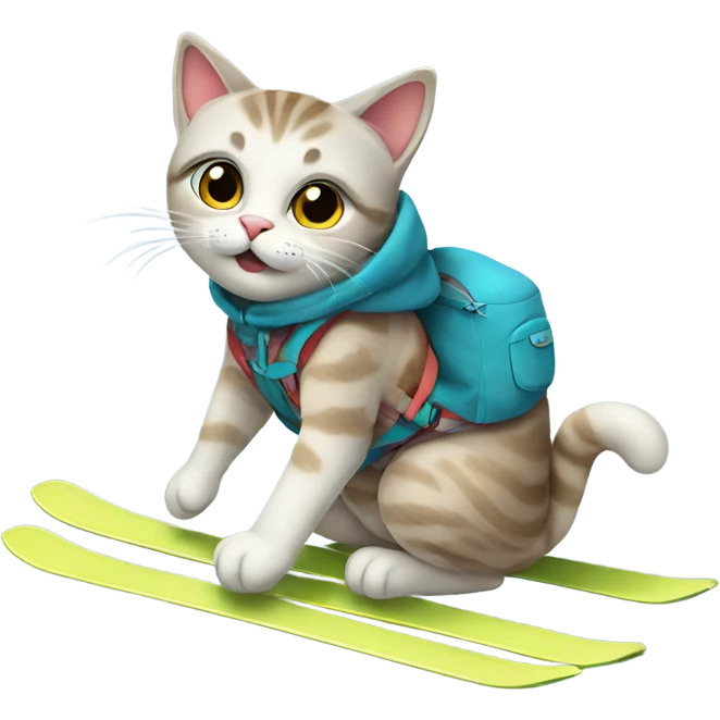 Cute cat on skis emoji