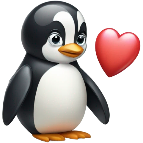 Penguin  holding a love heart  emoji