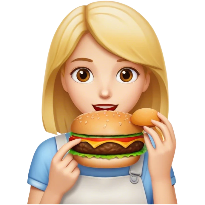 girl eating hamburger emoji
