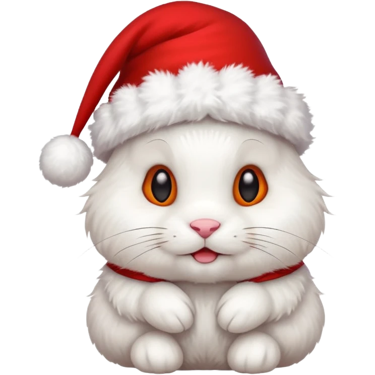 white rabbit in christmas hat emoji